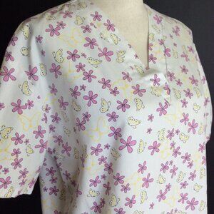NATURAL Uniforms Womens Scrub Top Size Small White